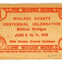 Midland Centennial Wooden Nickel - Front