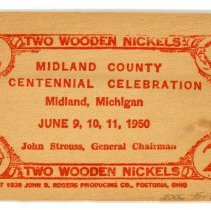 Midland Centennial Two Wooden Nickels - Front