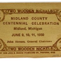 Midland Centennial Two Wooden Nickels - Front