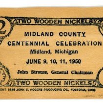 Midland Centennial Two Wooden Nickels - Front