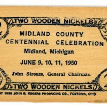 Midland Centennial Two Wooden Nickels - Back