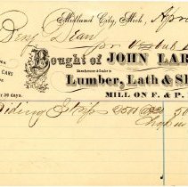 John Larkin, Lumber, Lath & Shingles Receipt