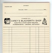 Carey's Blacksmith Shop Receipts