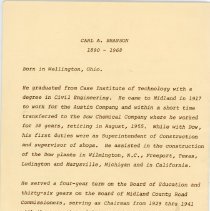 Carl A. Branson Memorial Bridge Dedication Leaflet - back cover