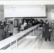Group of people in the cafeteria of Midland Hospital