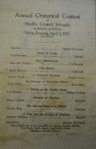 Annual Oratorical Contest of Shelby County Schools, 9 April 1920