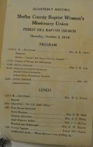 Quarterly Meeting Shelby County Baptist Woman's Missionary Union, 2 Oct 191