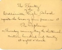 Invitation to The Orpheum, 13 May 1920