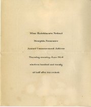 Commencement Invitation from Miss Mary Davant (Front)