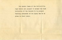 Invitation from the Juniors for a Gypsy Tea, 1919