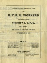 Program from Fourth Annual Training School for B.Y.P.U. Workers (1 of 3)