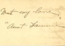 Congratulatory note from  "Aunt Laurie" (Back)