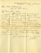Congratulatory letter from J.W. Lee, Batesville Baptist  Church 1920