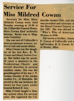 Mildred Cowan Newspaper Obituary