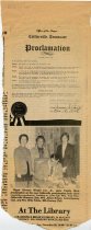 "Mary Herman Wright Cox, Jr. signs Family Week proclamation...", unknown paper.