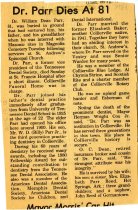 "Dr. Parr Dies At 81", unknown paper.