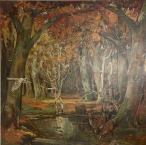 Forest Glade with Deer and Egret