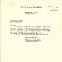 Letter regarding mail service for American Beach