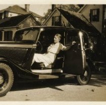 Elsie Steil in an automobile