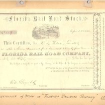 Florida Railroad stock certificate 7494 shrs