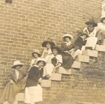 Girls lined up for picnic at Fort Clinch