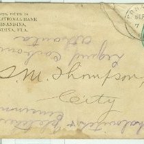 Envelope to S.M. Thompson from First Nat'l Bank Fernandina