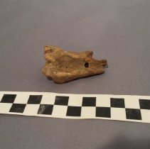 large animal bone with drilled hole