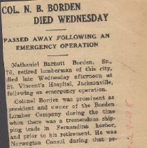 Col. N.B. Borden Obituary