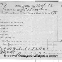 Duval Co. Tax Receipt 1880 No. 1837