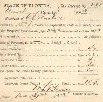 Tax Receipt #238 Dec. 31, 1883 FL & Duval Co.