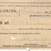 Nassau Co. Receipt for Poll Tax  1892