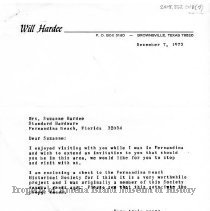 Letter from Will Hardee