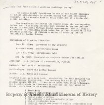 Excerpts from "The Historic American Buildings Survey," "The Territory of Florida," and newspaper article entitled "A Brief History of Nassau County and Amelia Island" as well as another article from an unknown paper and a statement by Bill Oliver