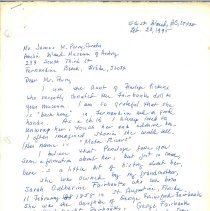 letter from grandaughter of Sarah Catherine Fairbanks who owned Meta Rivers