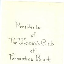 Fernandina Beach Woman's Club Presidents