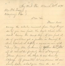 Letter regarding Yellow Fever epidemic of 1888