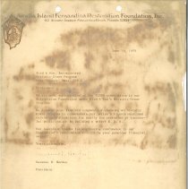 Amelia Island Fernandina Restoration Foundation, Inc. letter to thank Bird & Son Incorporated Historic Grant Program for financial support Signed by Suzanne D. Hardee, President