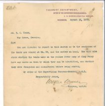 Letter regarding tent storage