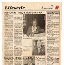 Neewspaper article about New Year's Resolutions featuring Annis Moore