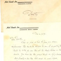 Letter on Hotel Seaside Inn Fernandina Beach, Florida Stationery to Dorothy