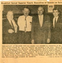 Newspaper article entitled "Breakfast Served Superior Court Executives at S