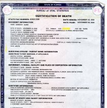 Death Certificate for Dorothy Shank