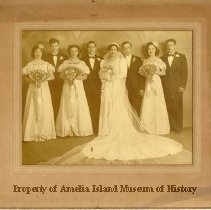 Old sepia photo unknown wedding party