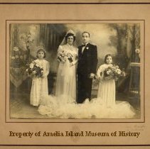 Old sepia photo unknown wedding party