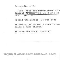 Biography--Yulee, David Levy (1 of 7 for 19th Century Documents)