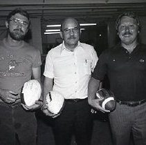 Men with Three Footballs
Warrior Football Team and Cheerleaders


"Randa Gowen" Award

FBHS Cheerleaders and Trophies

Orange Hall-- St. Mary's

Handwritten Sign/ Message
Mill