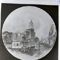 Paintings of Downtown, Shrimp Boat, and Lighthouse
Woman with Bottle at Old House; date unknown

Main Beach