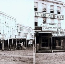 Stereograph Card Negative of Advertiser Office, c.1875