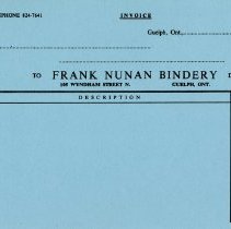 Blank Invoice, Frank Nunan Bindery