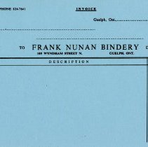 Blank Invoice, Frank Nunan Bindery